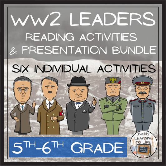 World War II Leaders Close Reading Comprehension Bundle | 5th Grade & 6th Grade