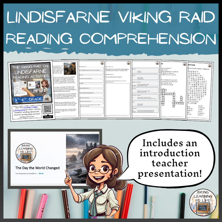 Lindisfarne Viking Raid Close Reading Comprehension Activities | 5th-6th Grade