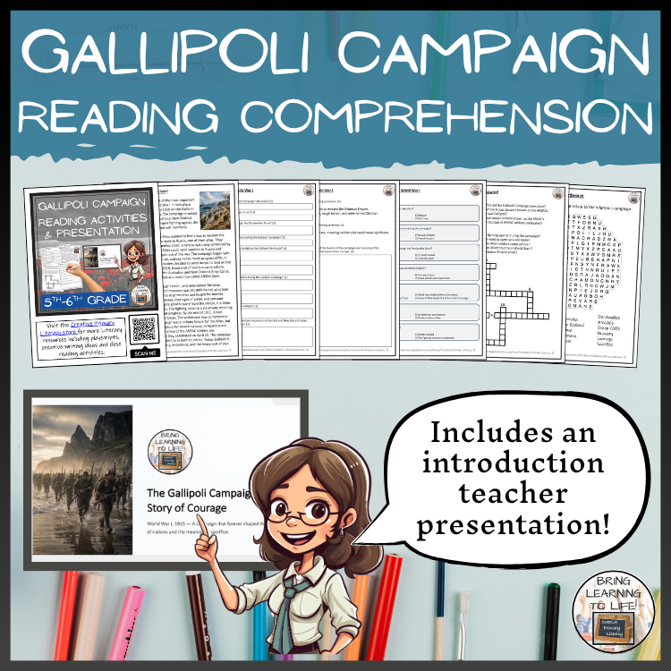 Gallipoli Campaign Close Reading Comprehension Activities | 5th-6th Grade