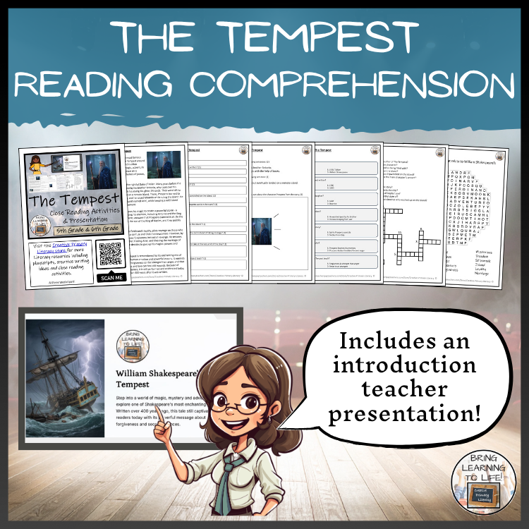 The Tempest Close Reading Comprehension Activities | 5th Grade & 6th Grade