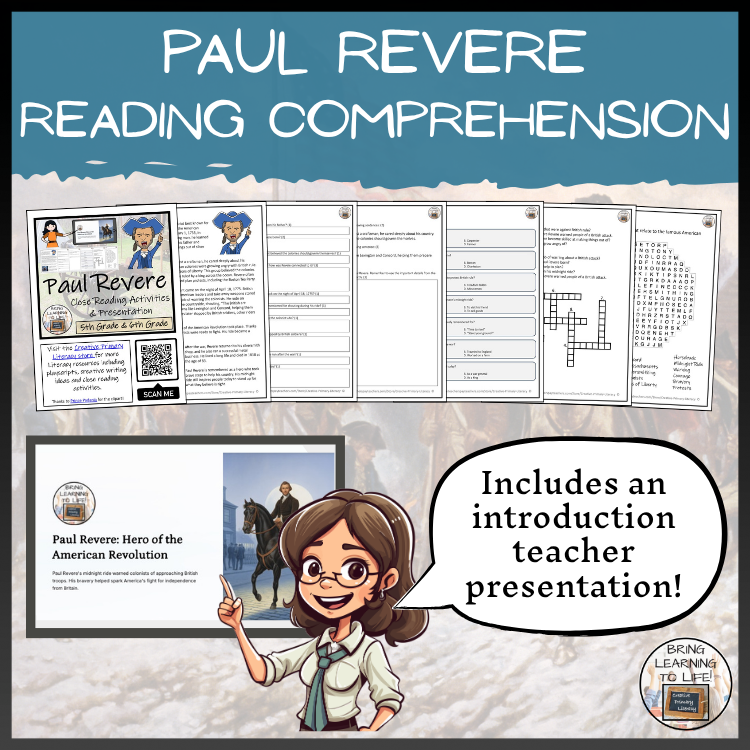 Paul Revere Close Reading Comprehension Activities | 5th Grade & 6th Grade