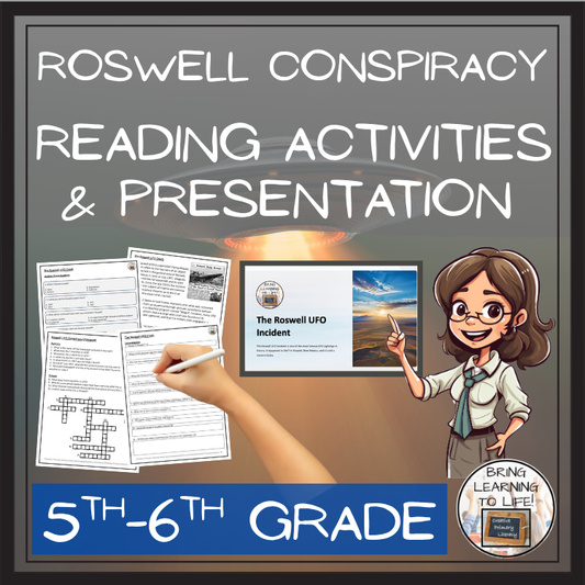 Roswell UFO Conspiracy Close Reading Comprehension Activity | 5th & 6th Grade