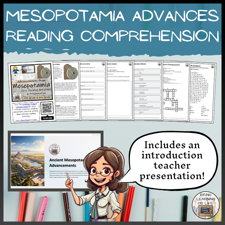 Advancements from Mesopotamia Close Reading Comprehension | 5th & 6th Grade