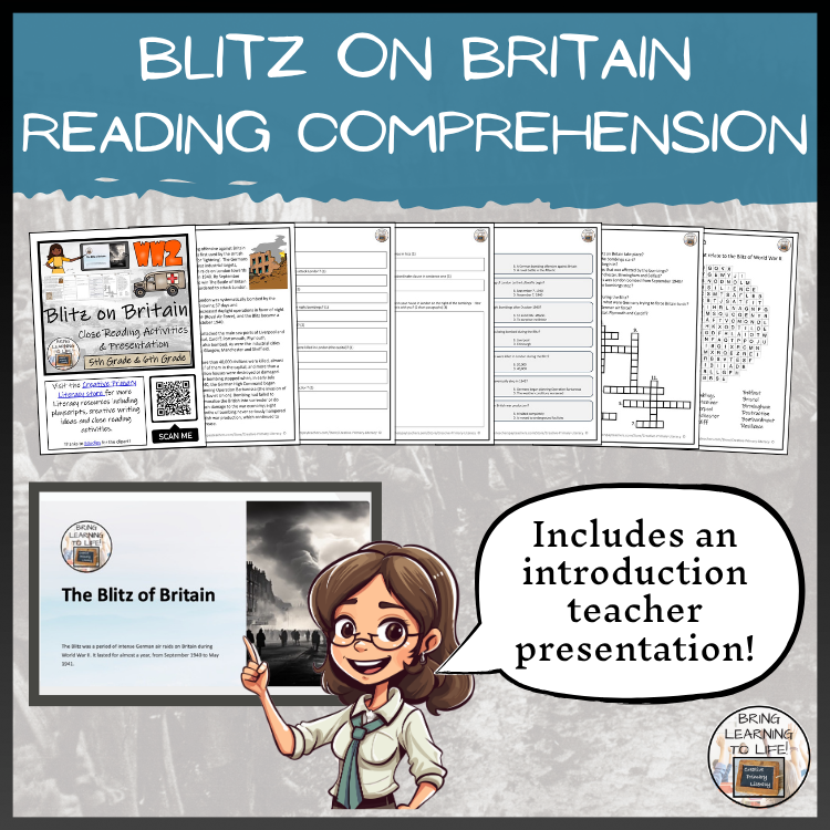 Blitz on Britain World War II Close Reading Comprehension | 5th & 6th Grade