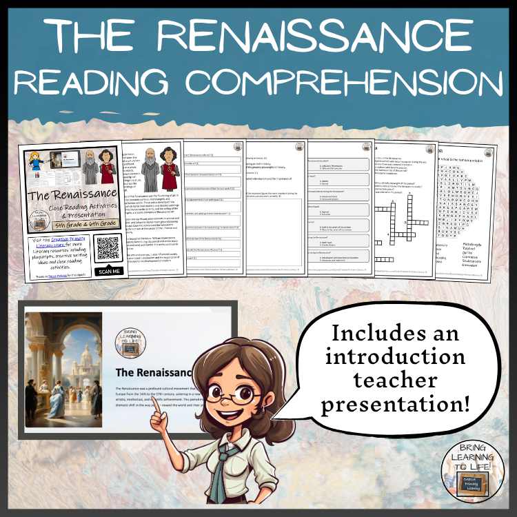 The Renaissance Close Reading Comprehension Activity | 5th Grade & 6th Grade