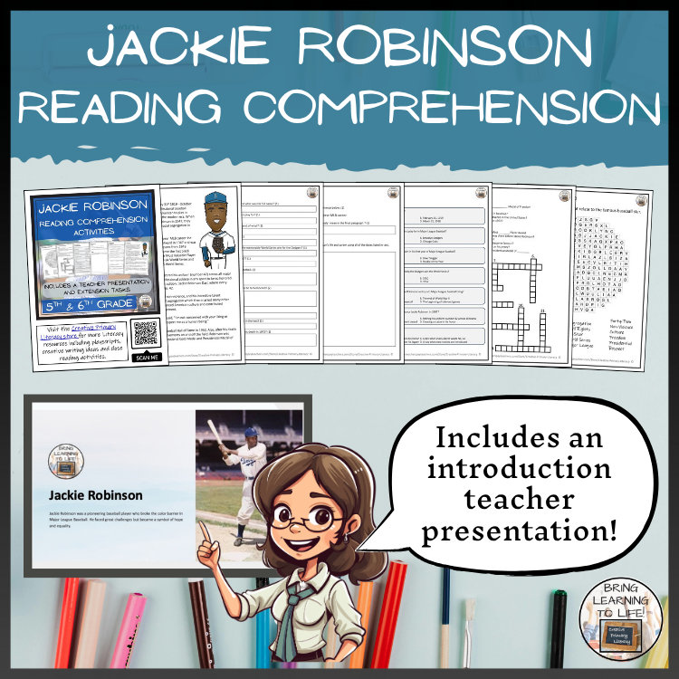 Jackie Robinson Close Reading Comprehension Activities | 5th Grade & 6th Grade