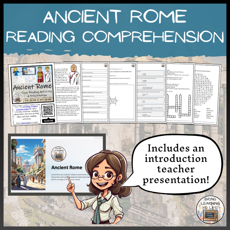 Ancient Rome Close Reading Comprehension Activities | 5th Grade & 6th Grade