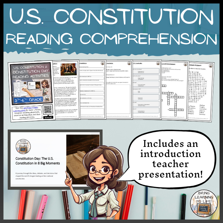 Constitution Day & U.S. Constitution Reading Comprehension | 5th & 6th Grade