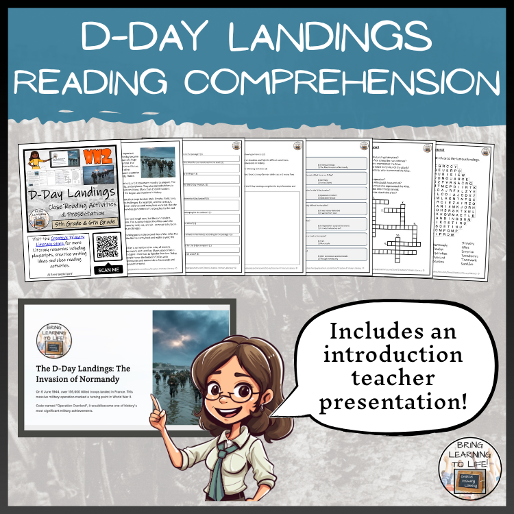 D-Day Landings Close Reading Comprehension Activities | 5th Grade & 6th Grade