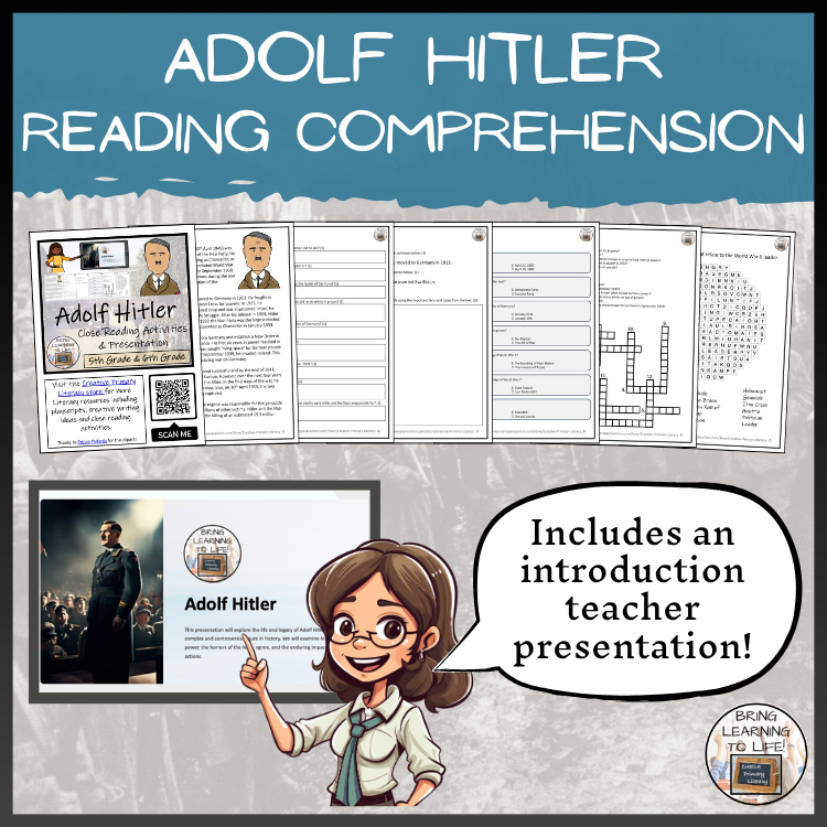 Adolf Hitler Close Reading Comprehension Activities | 5th Grade & 6th Grade