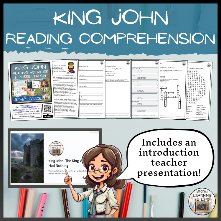 King John Close Reading Passage & Comprehension Activities | 5th-6th Grade