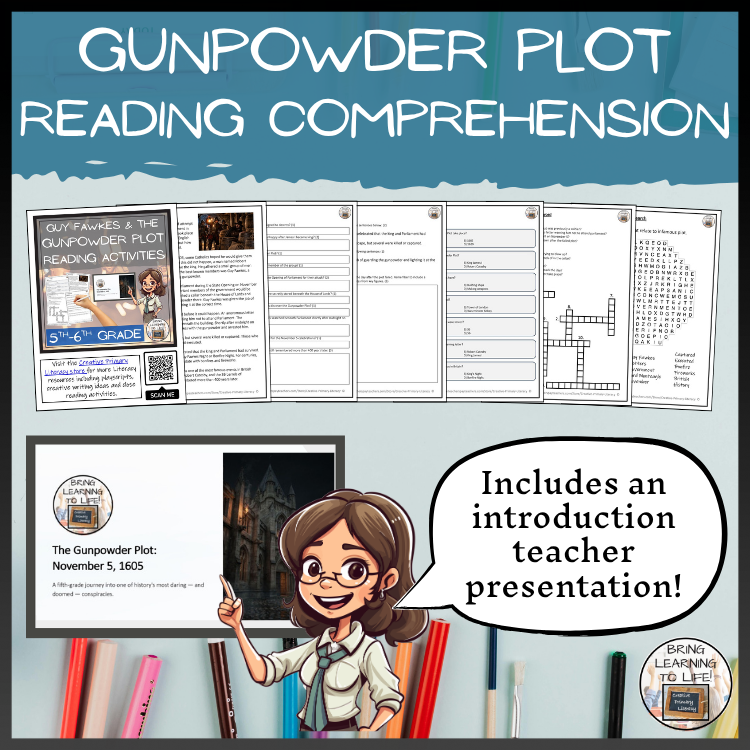 Gunpowder Plot Reading Comprehension Activities | 5th Grade & 6th Grade