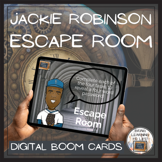 Jackie Robinson BOOM Cards Escape Room | Digital ELA Reading Activity