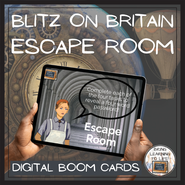 Blitz on Britain in WW2 BOOM Cards Escape Room | Digital ELA Reading Activity