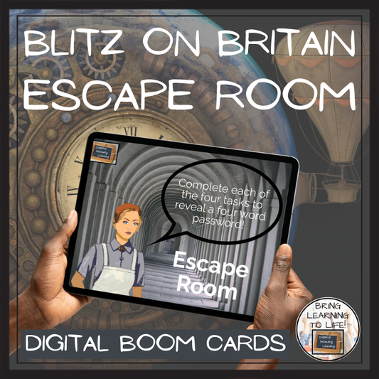 Blitz on Britain in WW2 BOOM Cards Escape Room | Digital ELA Reading Activity