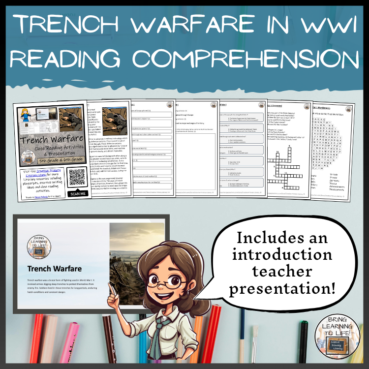 Trench Warfare in World War I Close Reading Comprehension | 5th & 6th Grade