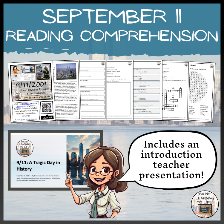 9/11 Terrorist Attacks Close Reading Comprehension Activities | 5th & 6th Grade