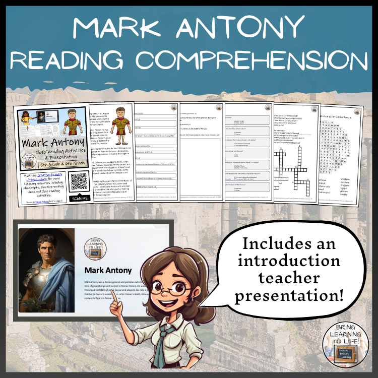 Mark Antony Close Reading Comprehension Activities | 5th Grade & 6th Grade