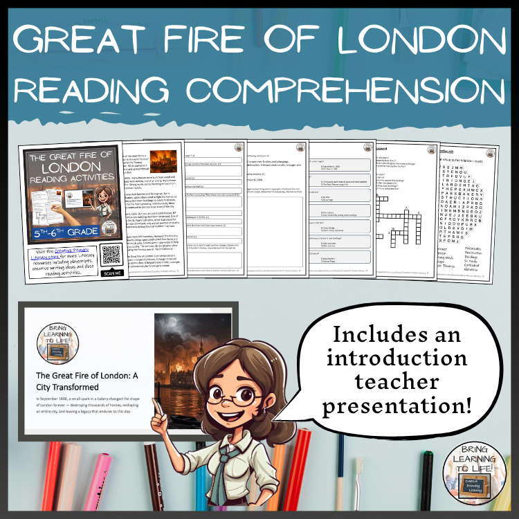 Great Fire of London Close Reading Comprehension Activities | 5th-6th Grade