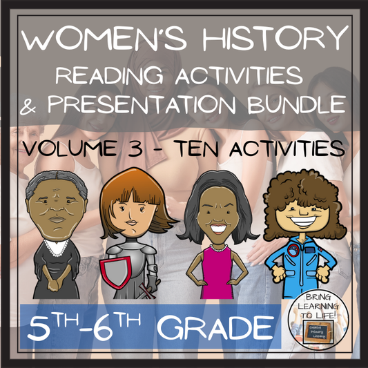 Womens History Vol. 3 Close Reading & Presentation Bundle | 5th & 6th Grade