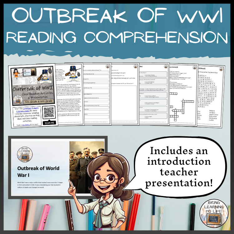 Outbreak of World War I Close Reading Comprehension Activities | 5th & 6th Grade
