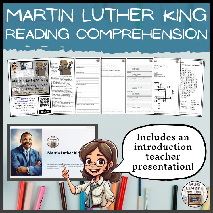 Martin Luther King Close Reading Comprehension Activities | 5th Grade & 6th Grade