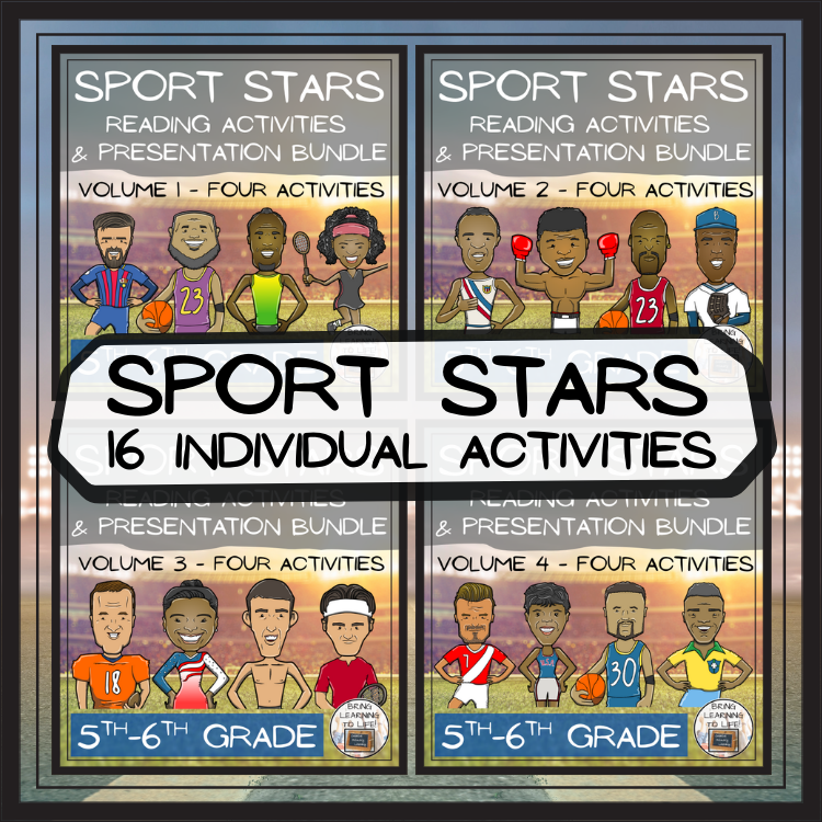 Sport Stars Volumes 1-4 Close Reading Comprehension Bundles | 5th & 6th Grade