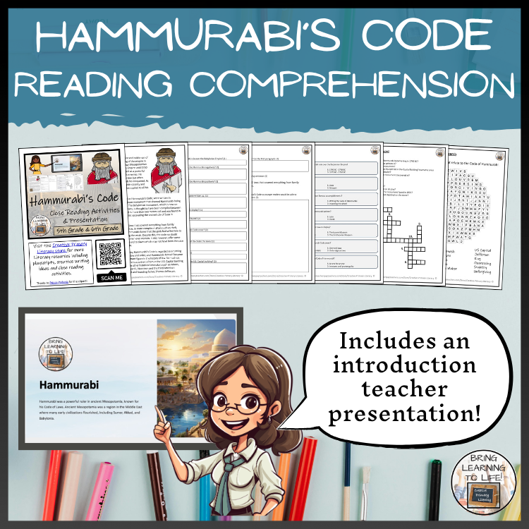 Code of Hammurabi Close Reading Comprehension Activities | 5th Grade & 6th Grade