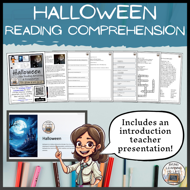 Halloween Close Reading Comprehension Activities | 5th Grade & 6th Grade