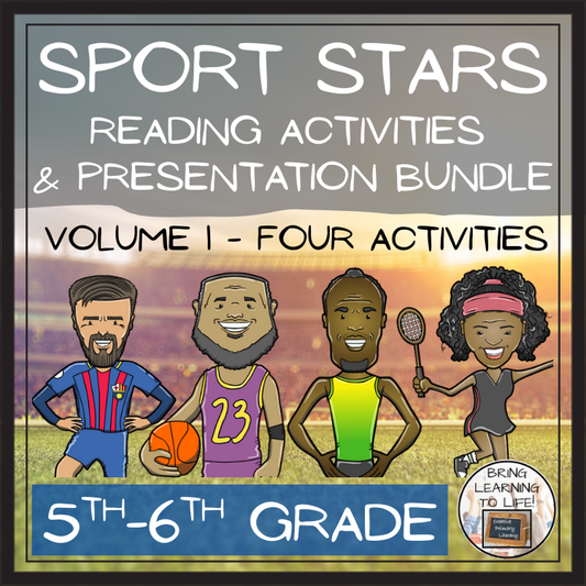 Sport Stars Volume 1 Close Reading Comprehension Bundle | 5th & 6th Grade