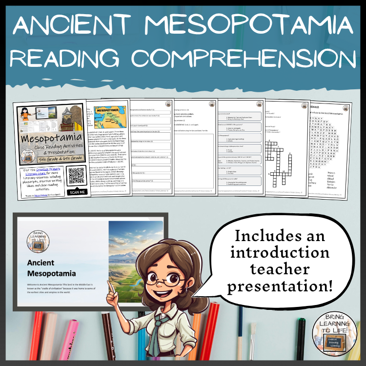 Ancient Mesopotamia Close Reading Comprehension Activities | 5th Grade & 6th Grade