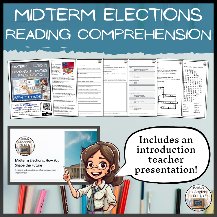 Midterm Elections Reading Comprehension Activities | 5th & 6th Grade