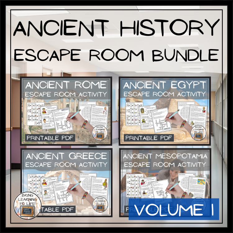 Ancient Civilizations Escape Room Activity Bundle Volume 1 | 5th & 6th Grade