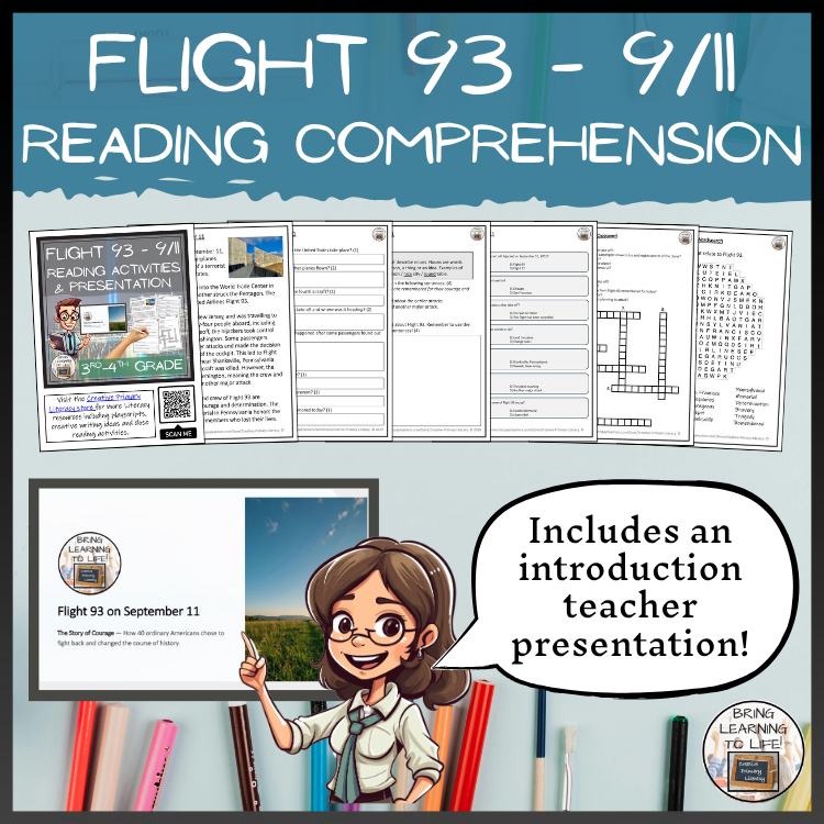Flight 93 Reading Comprehension Activities | September 11 9/11 | 3rd & 4th Grade