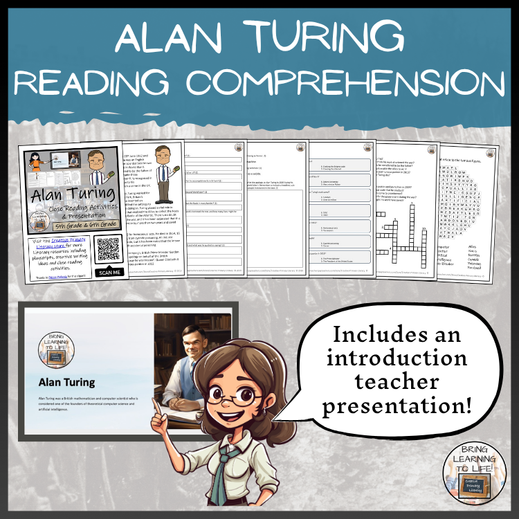 Alan Turing Close Reading Comprehension Activities | 5th Grade & 6th Grade