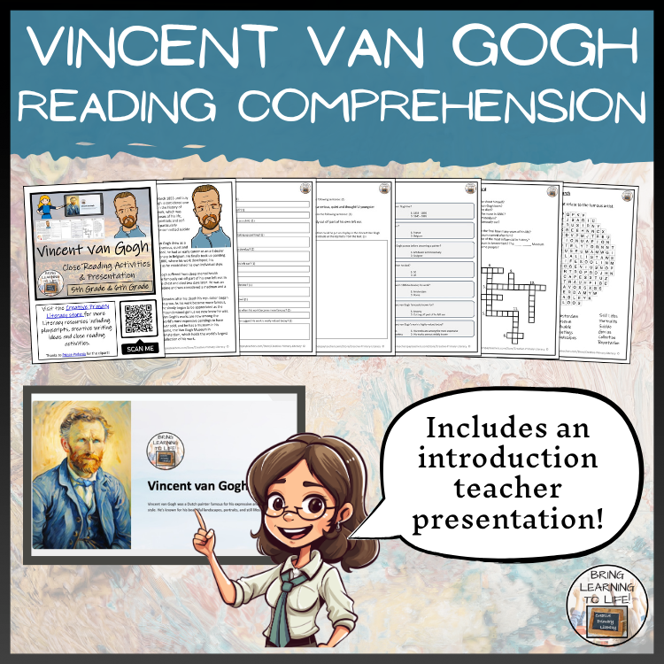 Vincent van Gogh Close Reading Comprehension Activities | 5th Grade & 6th Grade