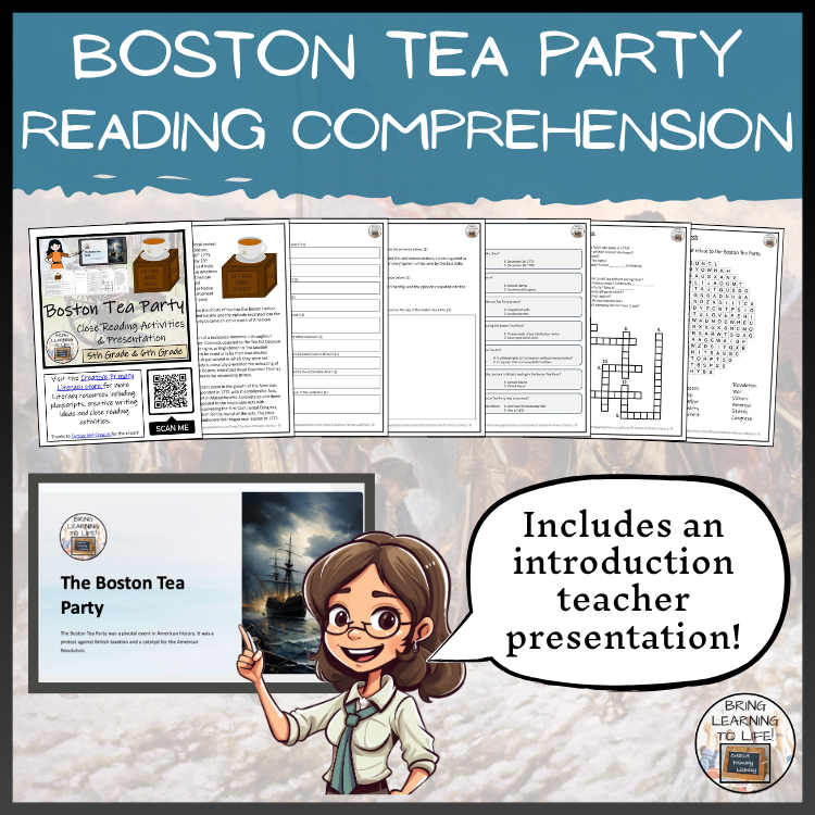 Boston Tea Party Close Reading Comprehension Activities | 5th Grade & 6th Grade