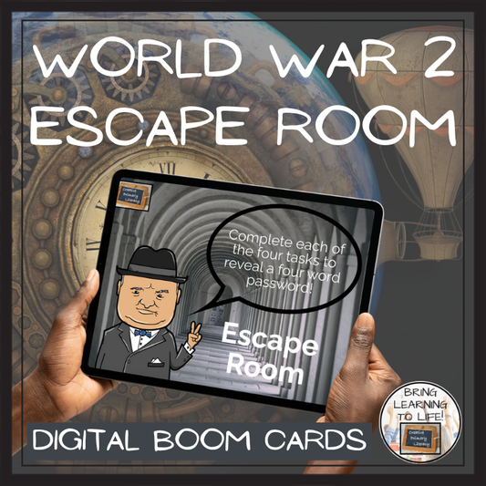 World War II BOOM Cards Escape Room | Digital ELA Reading Activity