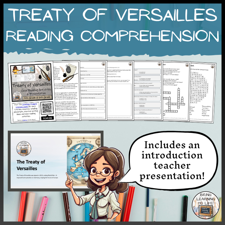 Treaty of Versailles Close Reading Comprehension Activities | 5th & 6th Grade