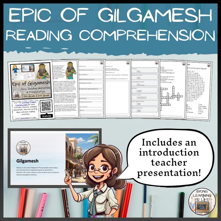 Epic of Gilgamesh Close Reading Comprehension Activities | 5th Grade & 6th Grade