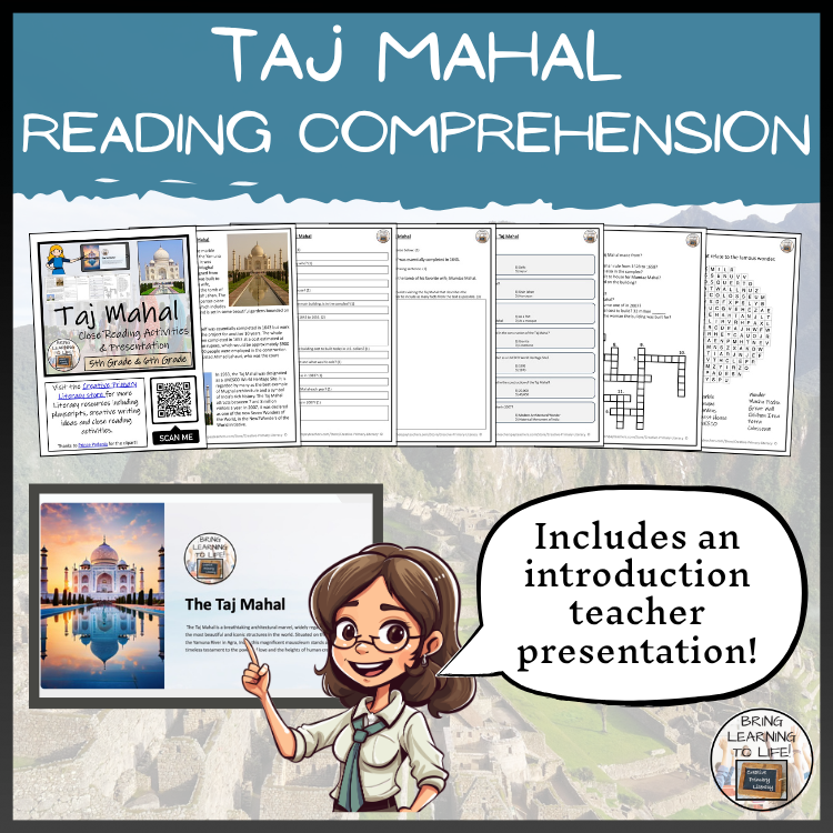 Taj Mahal Close Reading Comprehension Activities | 5th Grade & 6th Grade