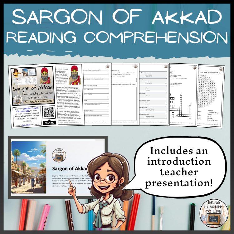 Sargon of Akkad Close Reading Comprehension Activities | 5th Grade & 6th Grade