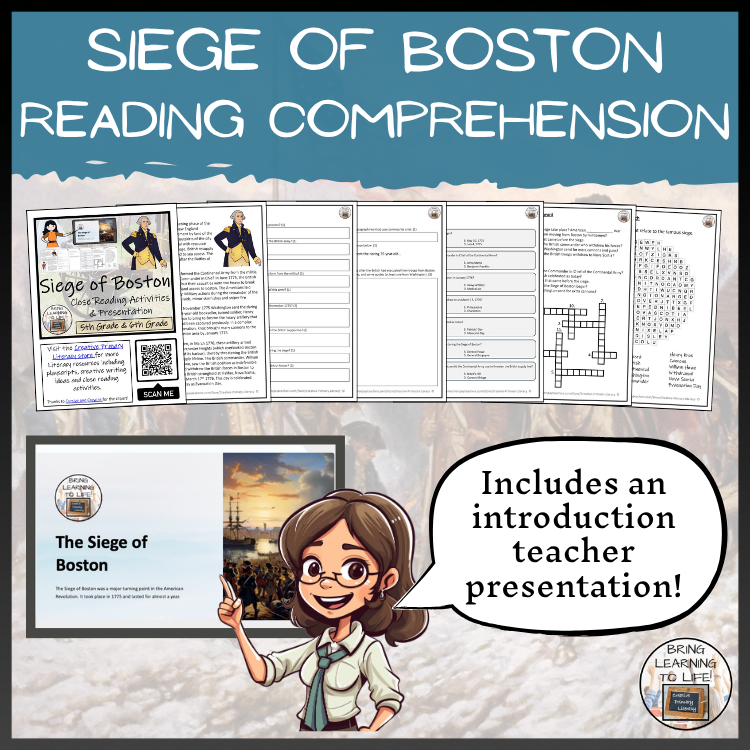 Siege of Boston Close Reading Comprehension Activity 5th Grade & 6th Grade