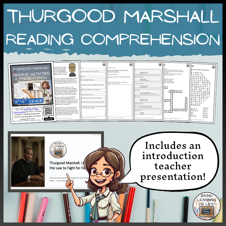 Thurgood Marshall Reading Comprehension Activities | 5th Grade & 6th Grade