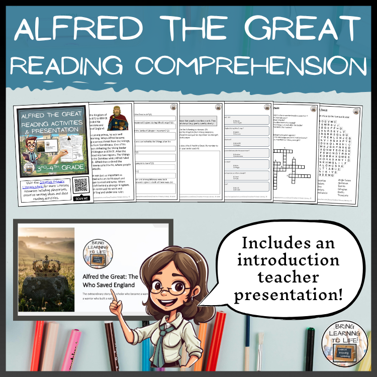 Alfred the Great Close Reading & Biography Writing Bundle | 3rd-4th Grade