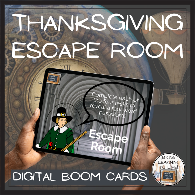 First Thanksgiving BOOM Cards Escape Room | Digital ELA Reading Activity
