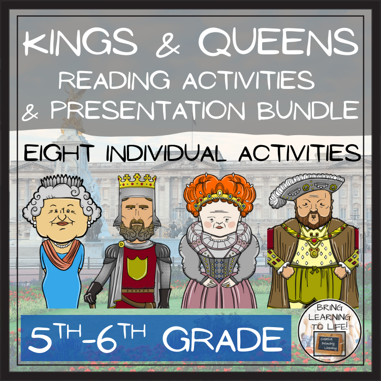 British Kings & Queens Close Reading Comprehension Bundle | 5th & 6th Grade