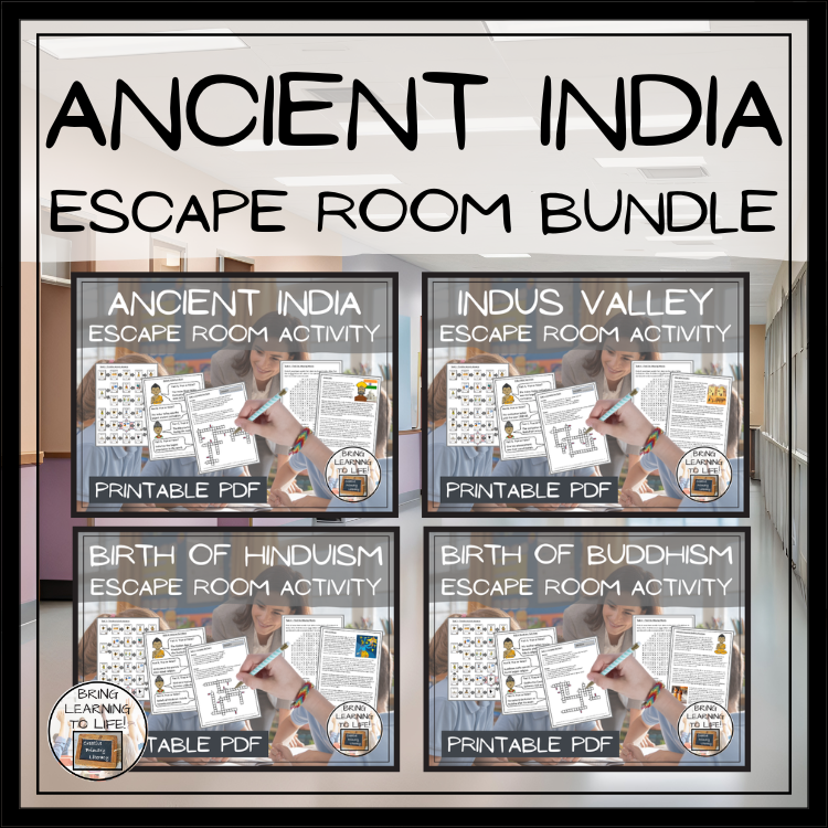 Ancient India Escape Room Activity Bundle | 5th & 6th Grade