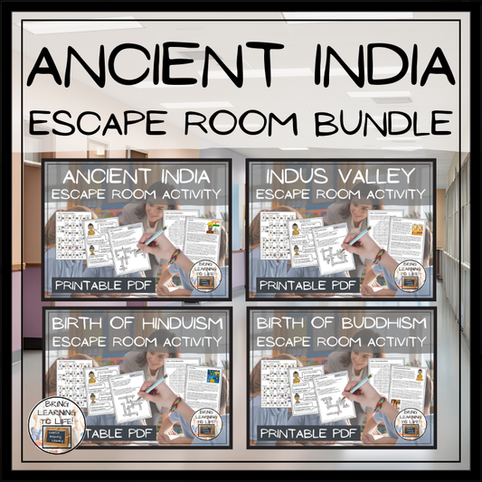 Ancient India Escape Room Activity Bundle | 5th & 6th Grade