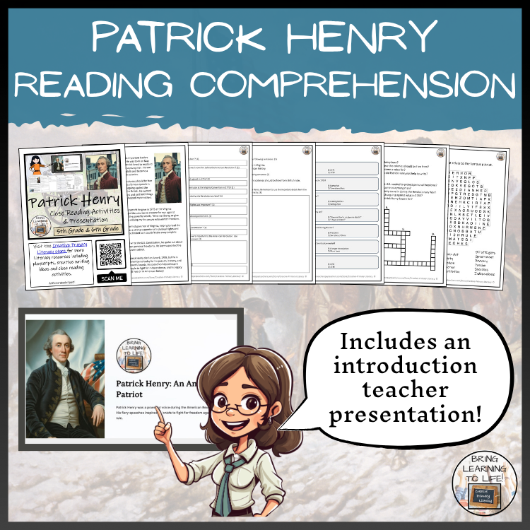 Patrick Henry Close Reading Comprehension Activities | 5th Grade & 6th Grade